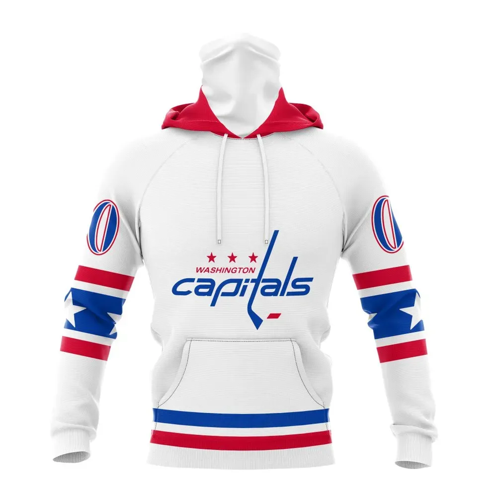 NHL Washington Capitals Special Whiteout Design St2401 Mask Hoodie