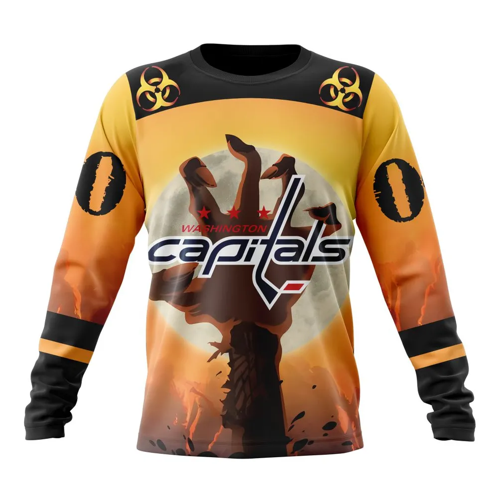 NHL Washington Capitals Special Zombie Design For Halloween St2305 Long Sleeved Sweatshirt 