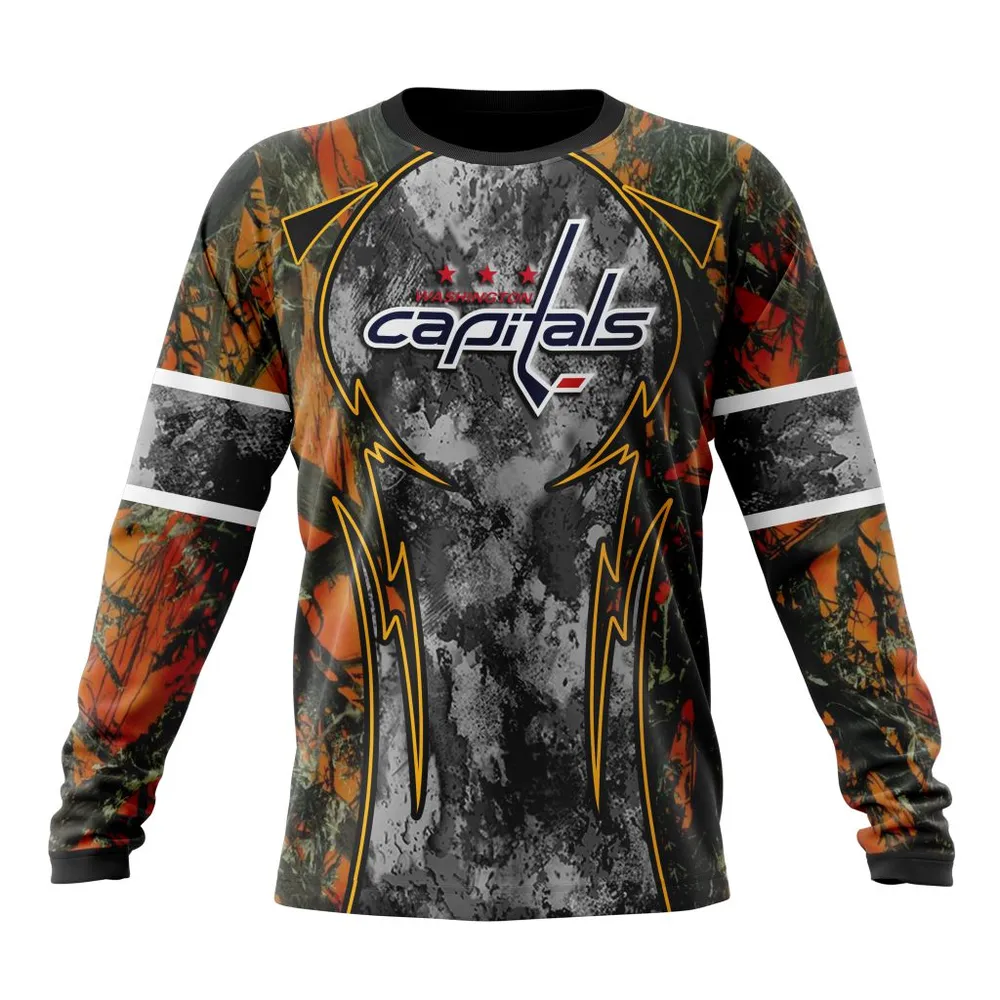 NHL Washington Capitals | Specialized Design Wih Camo Concepts For Hungting In Forest Long Sleeved Sweatshirt 