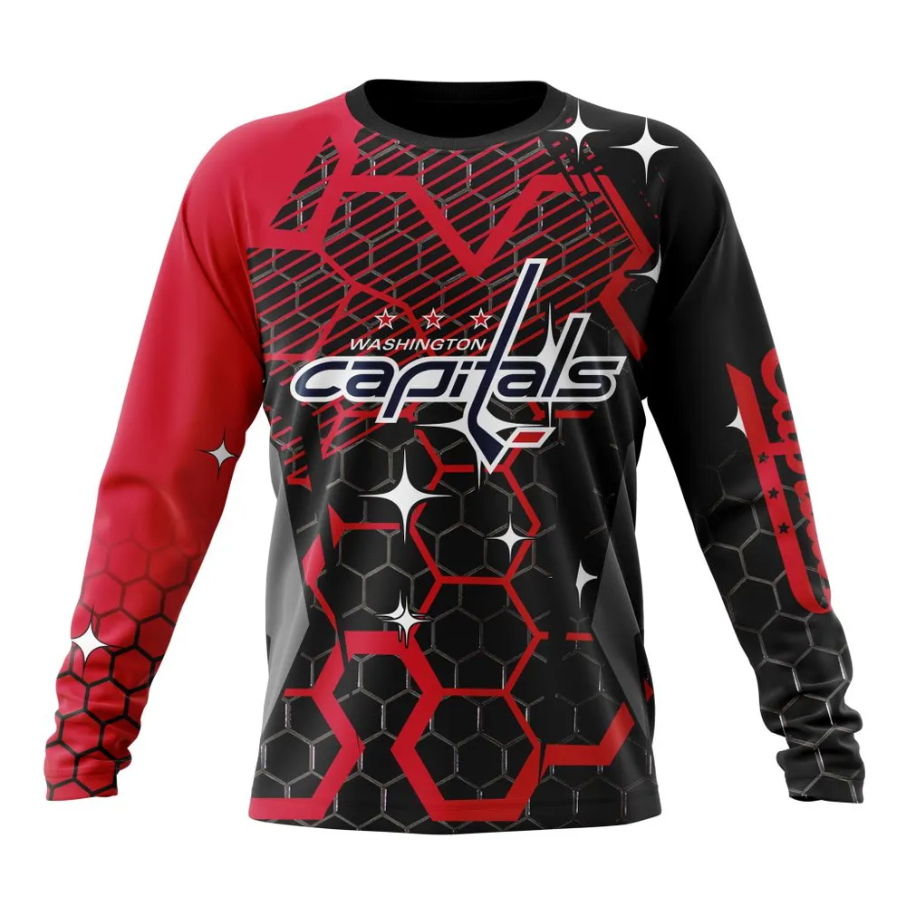 NHL Washington Capitals | Specialized Design With Motocross Syle V0222 Long Sleeved Sweatshirt 