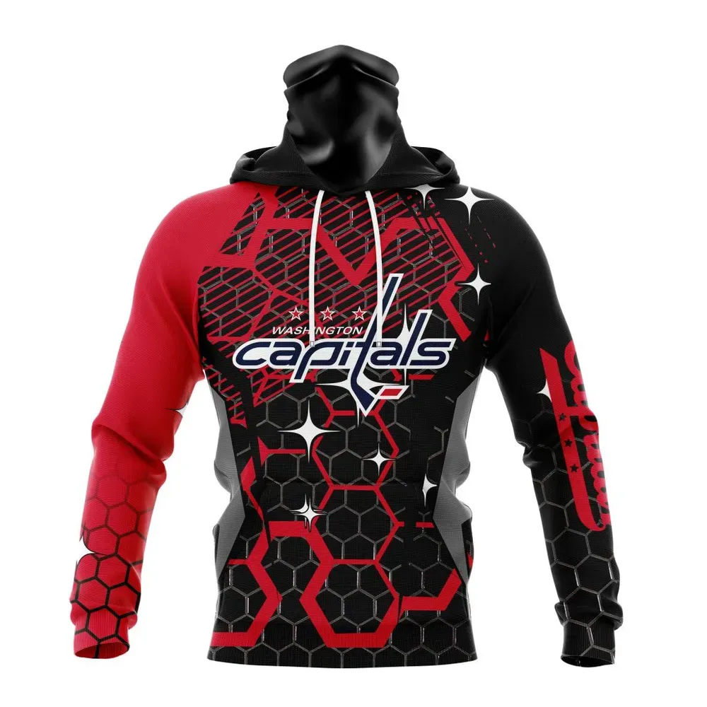 NHL Washington Capitals | Specialized Design With Motocross Syle V0222 Mask Hoodie