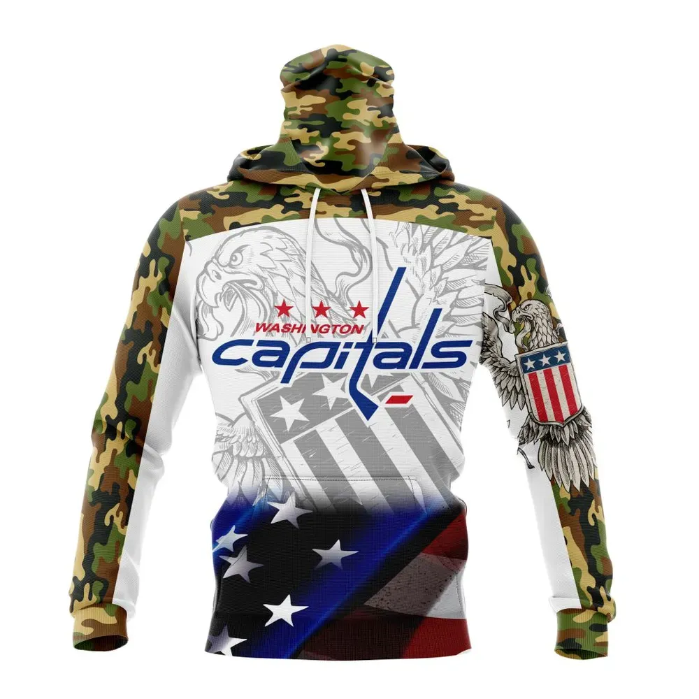 NHL Washington Capitals | Specialized Design With Our America Flag And Our America Eagle Mask Hoodie