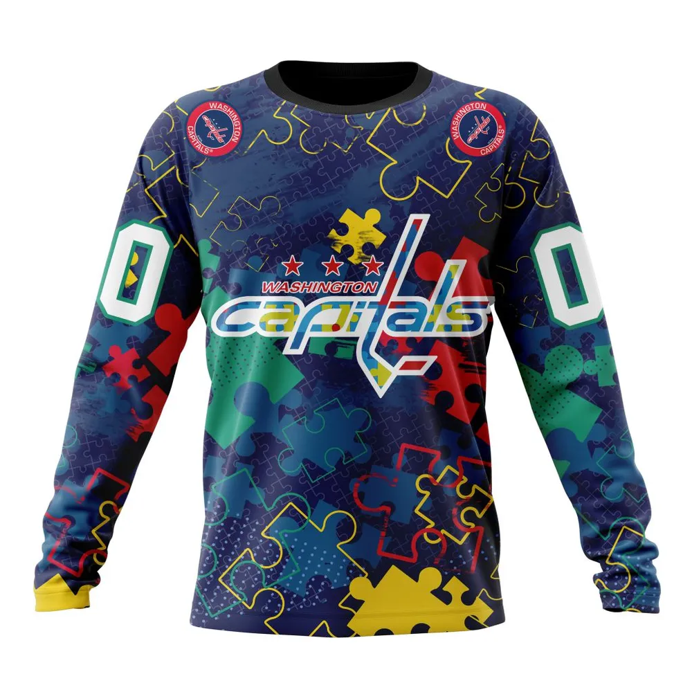 NHL Washington Capitals | Specialized Fearless Aganst Autism Long Sleeved Sweatshirt 