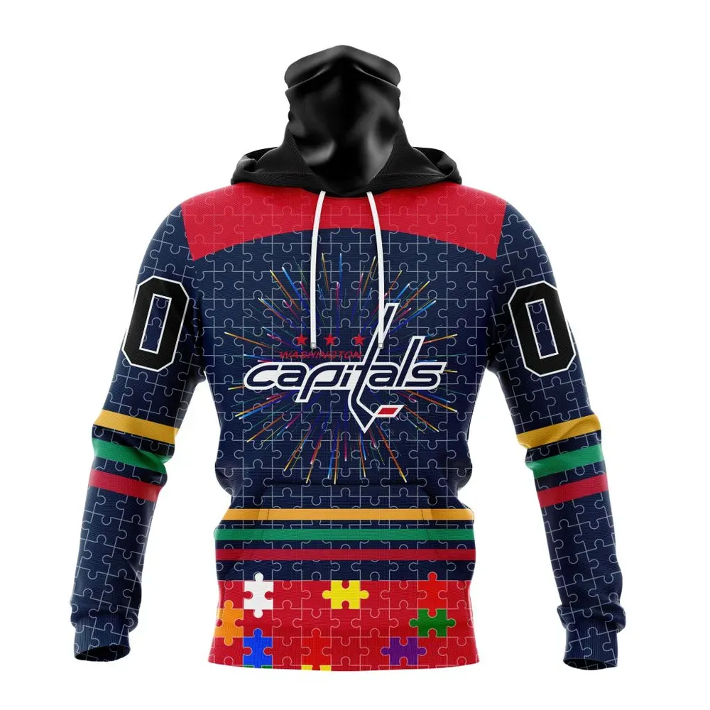 NHL Washington Capitals | Specialized Fearless Aganst Autism V0122 Mask Hoodie