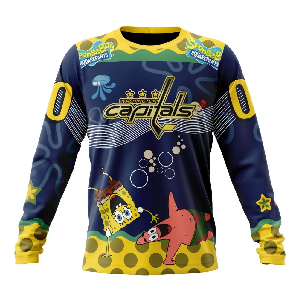 NHL Washington Capitals | Specialized Jersey With Spongebob Long Sleeved Sweatshirt 