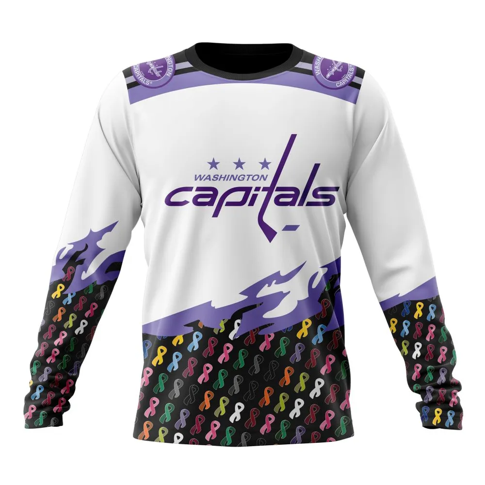 NHL Washington Capitals | Specialized Kits In October We Stand Together We Can Beat Cancer Long Sleeved Sweatshirt 