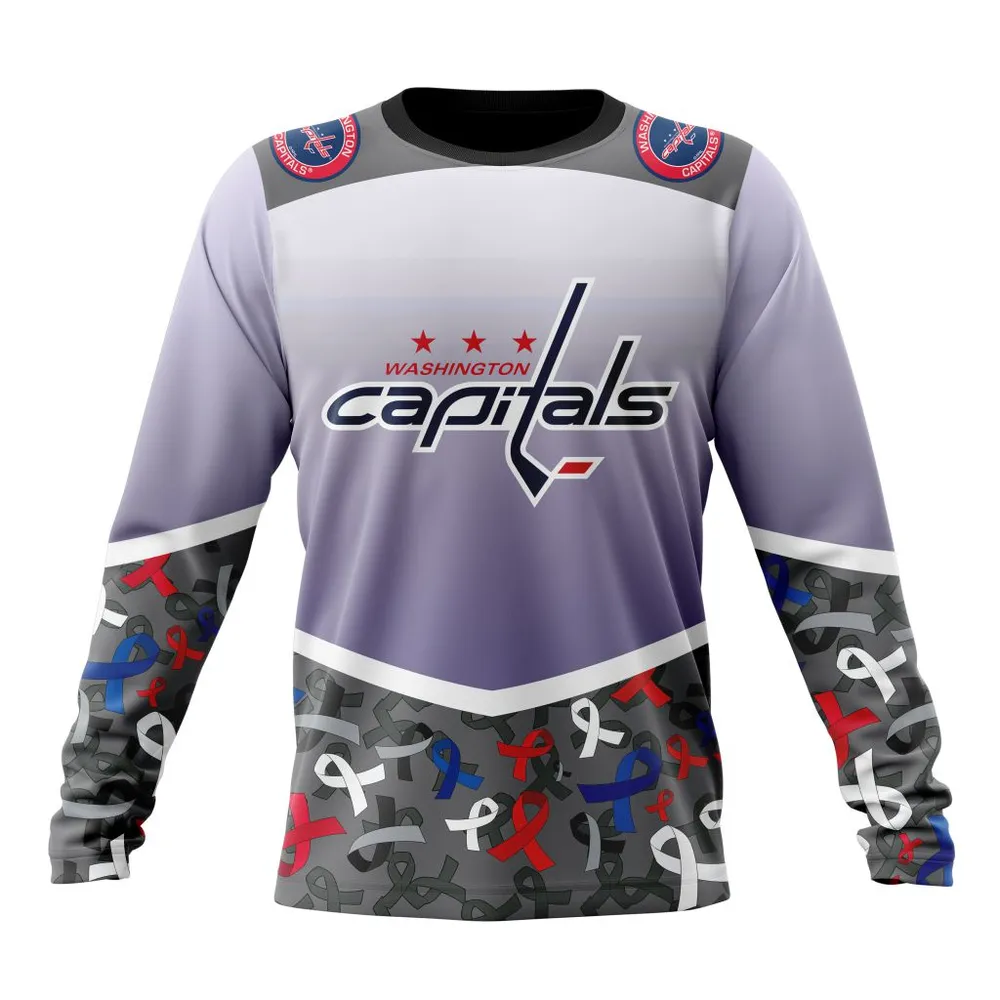 NHL Washington Capitals | Specialized Sport Fights Again All Cancer V0122 Long Sleeved Sweatshirt 