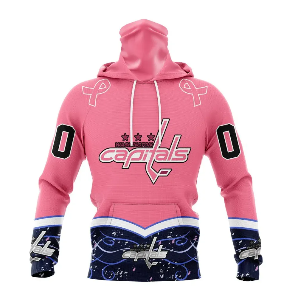 NHL Washington Capitals | Specialized Unisex For Hockey Fights Cancer Mask Hoodie