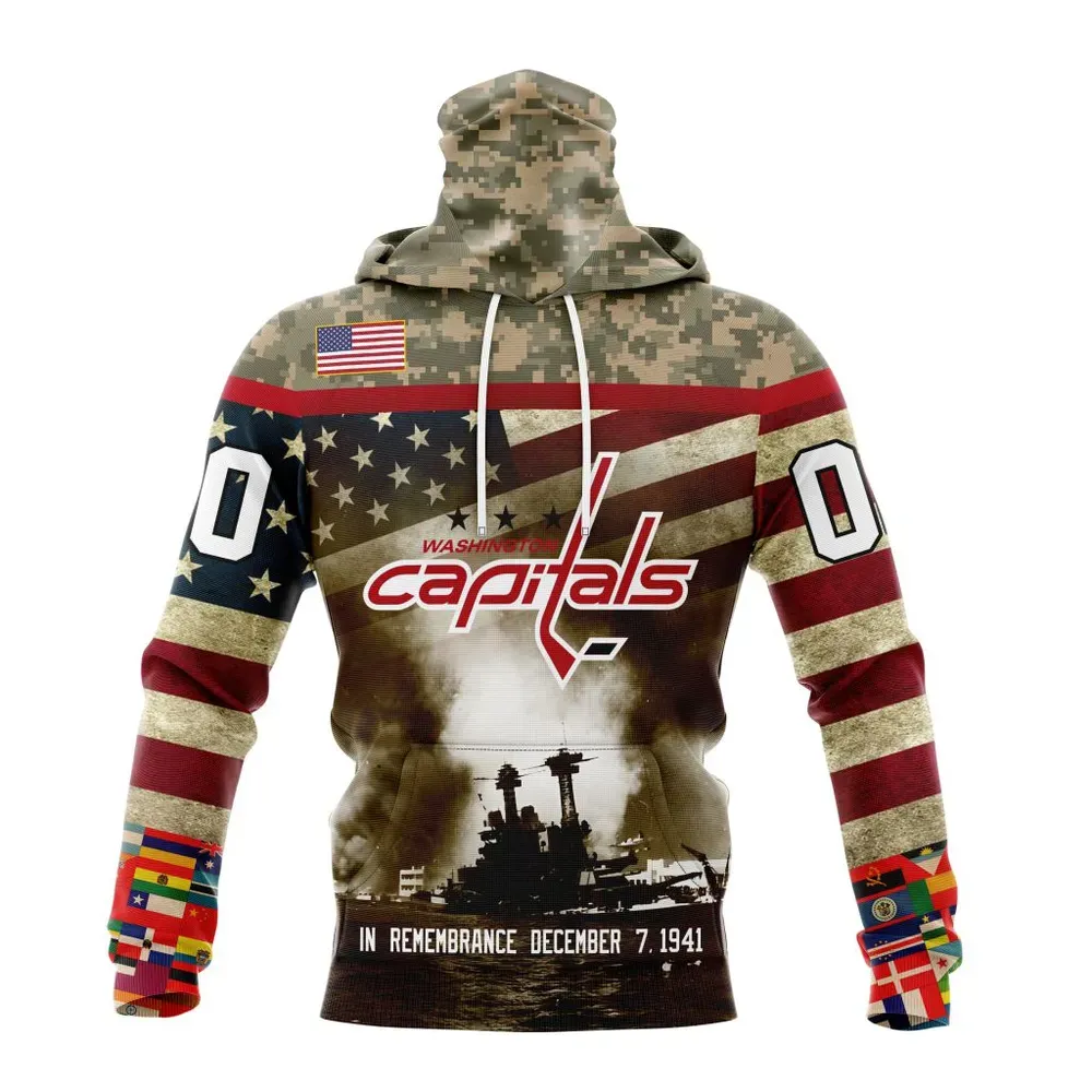 NHL Washington Capitals | Specialized Unisex Kits Remember Pearl Harbor Mask Hoodie