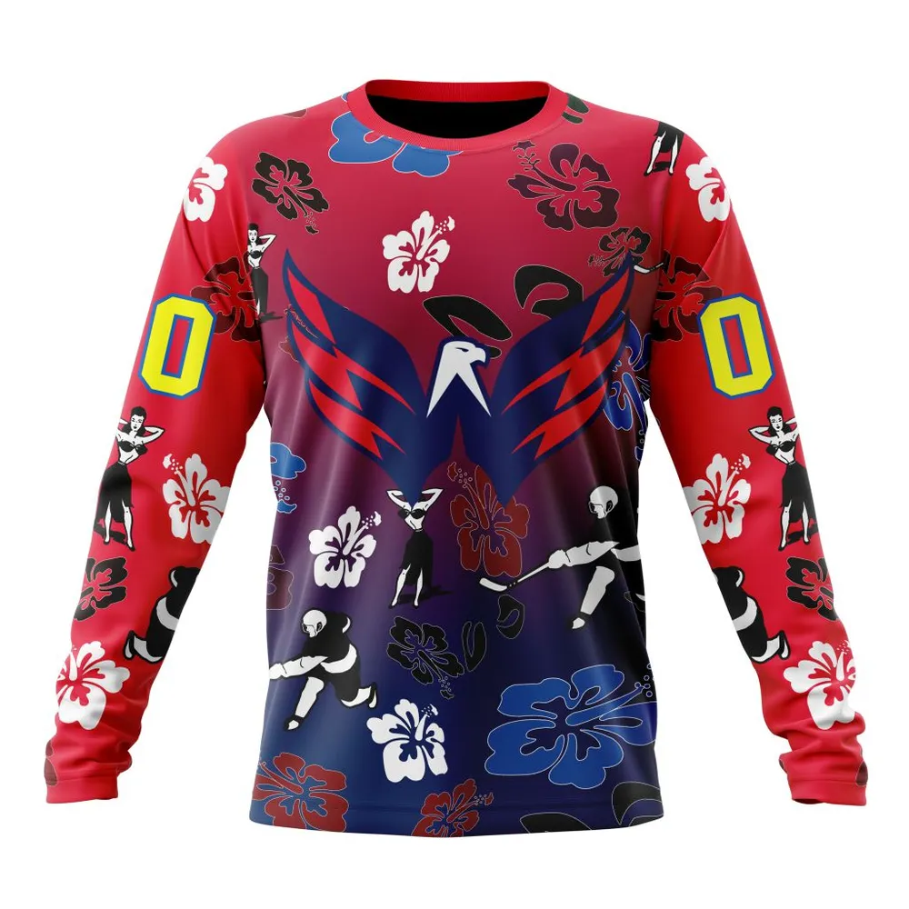 NHL Washington Capitals X Hawaii Specialized Design For Hawaiia V0122 Long Sleeved Sweatshirt 