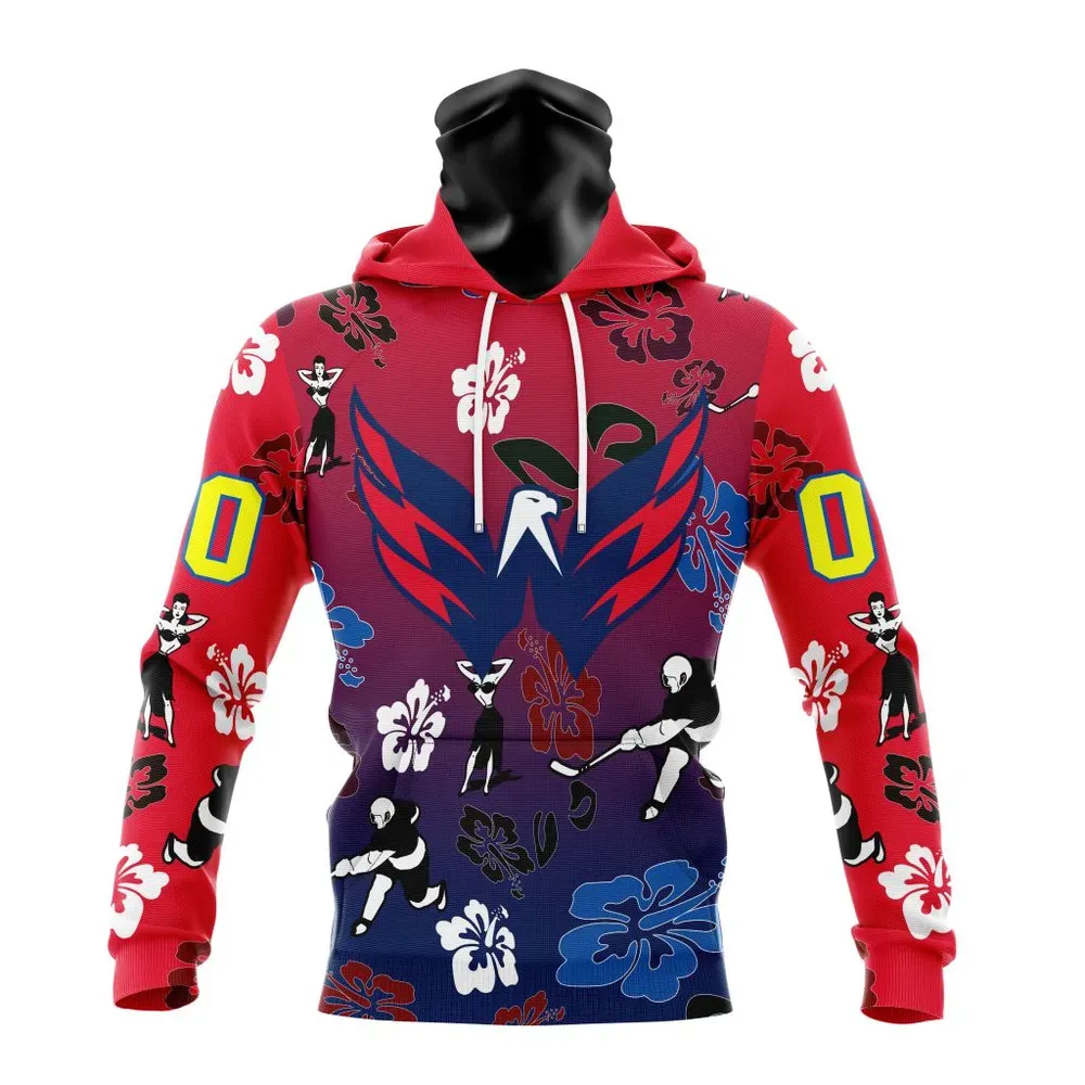 NHL Washington Capitals X Hawaii Specialized Design For Hawaiia V0122 Mask Hoodie