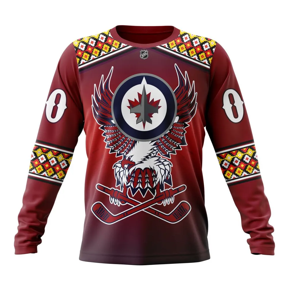 NHL Winnipeg Jets | Celebrate Indigenous Culture With Specialized Wasac Night V0122 Long Sleeved Sweatshirt 