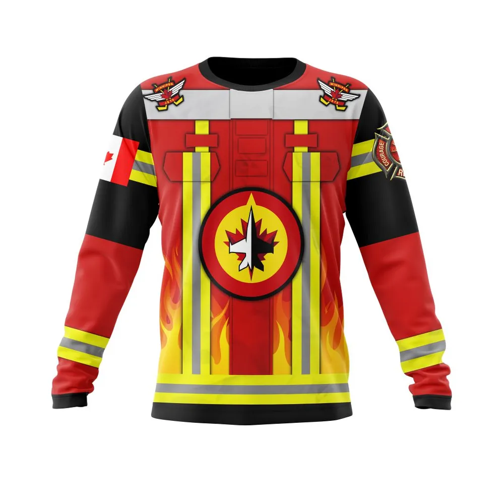 NHL Winnipeg Jets Honnor Firefighter Uniform V0622 Long Sleeved Sweatshirt 