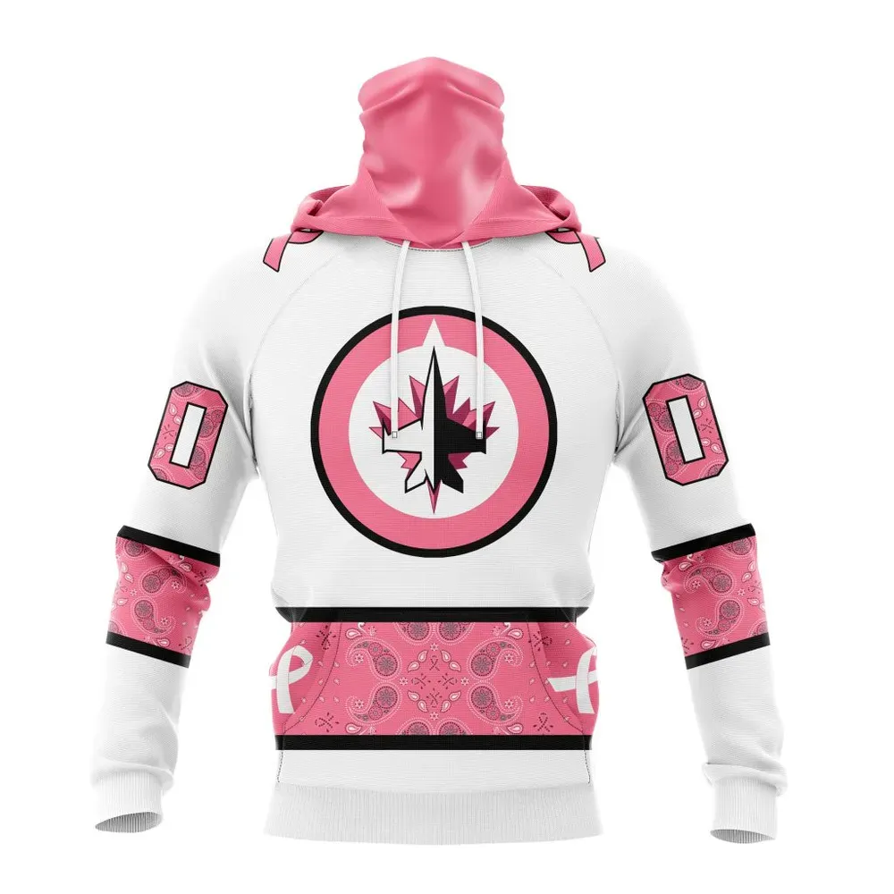 NHL Winnipeg Jets In Classic Style With Paisley! In October We Wear Pink Breast Cancer Mask Hoodie