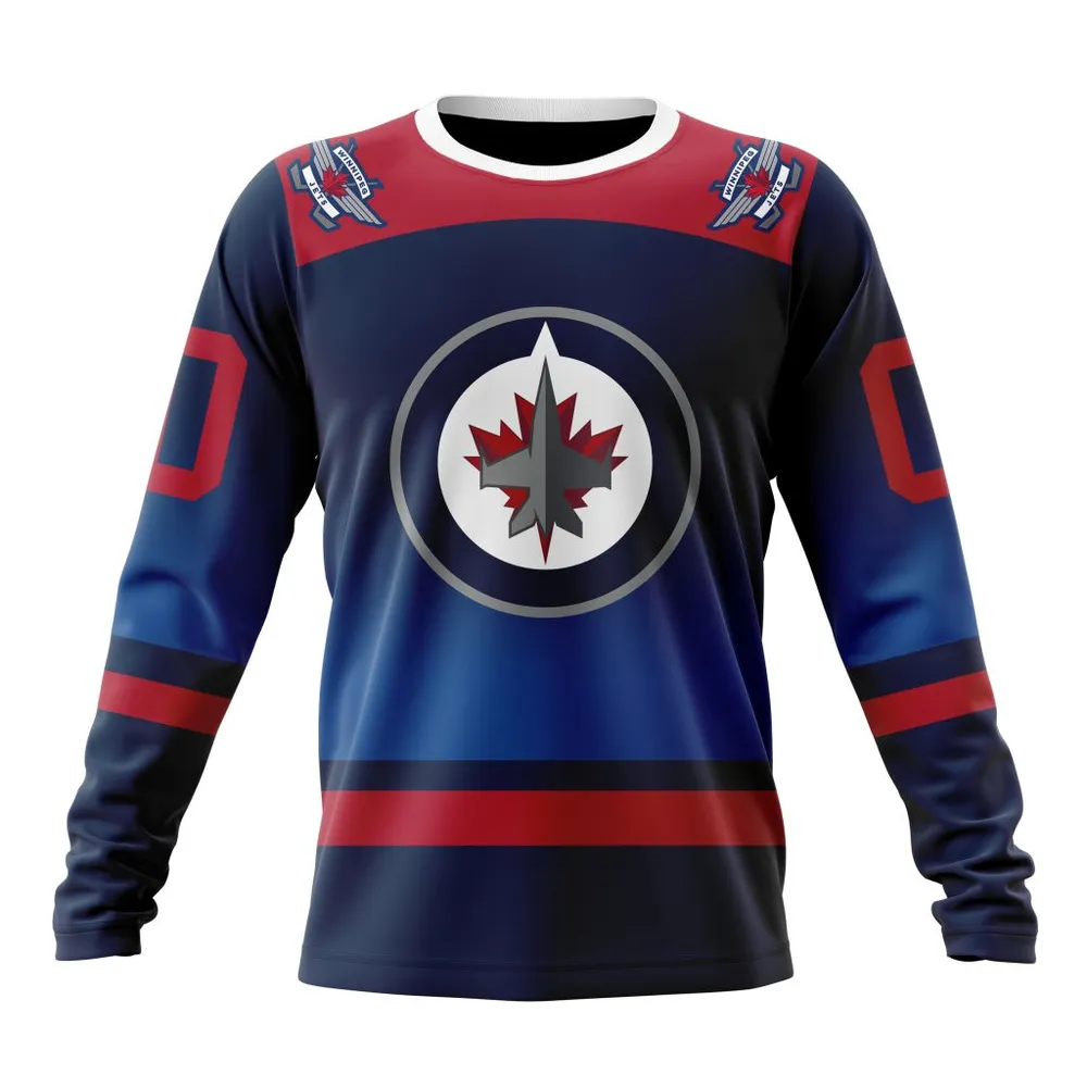 NHL Winnipeg Jets Personalize Gradient Series Concept St2301 Long Sleeved Sweatshirt 