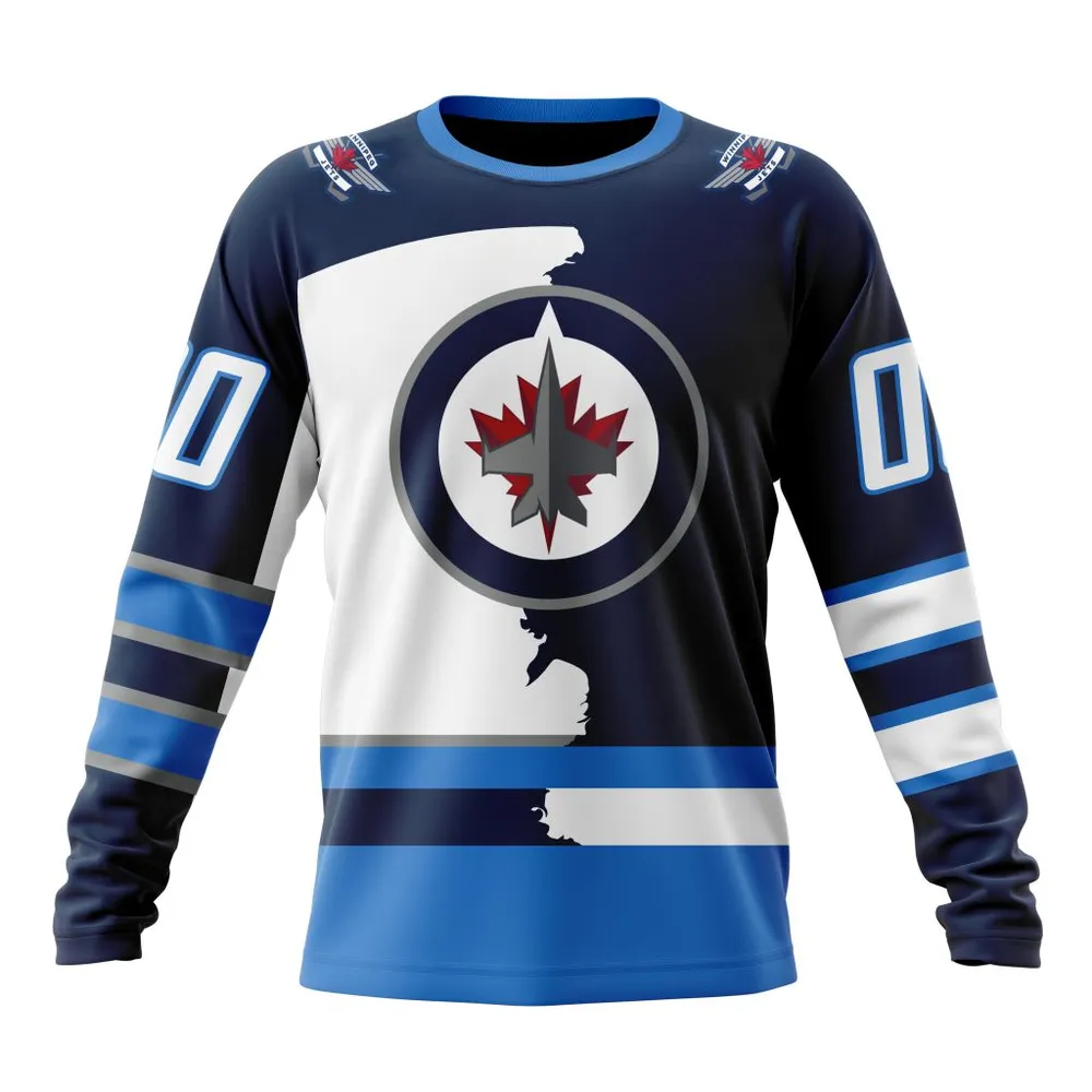 NHL Winnipeg Jets Personalize Home Mix Away Kits Long Sleeved Sweatshirt 