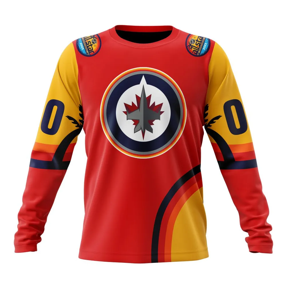 NHL Winnipeg Jets Special All-Star Game Design With Florida Sunset Long Sleeved Sweatshirt 