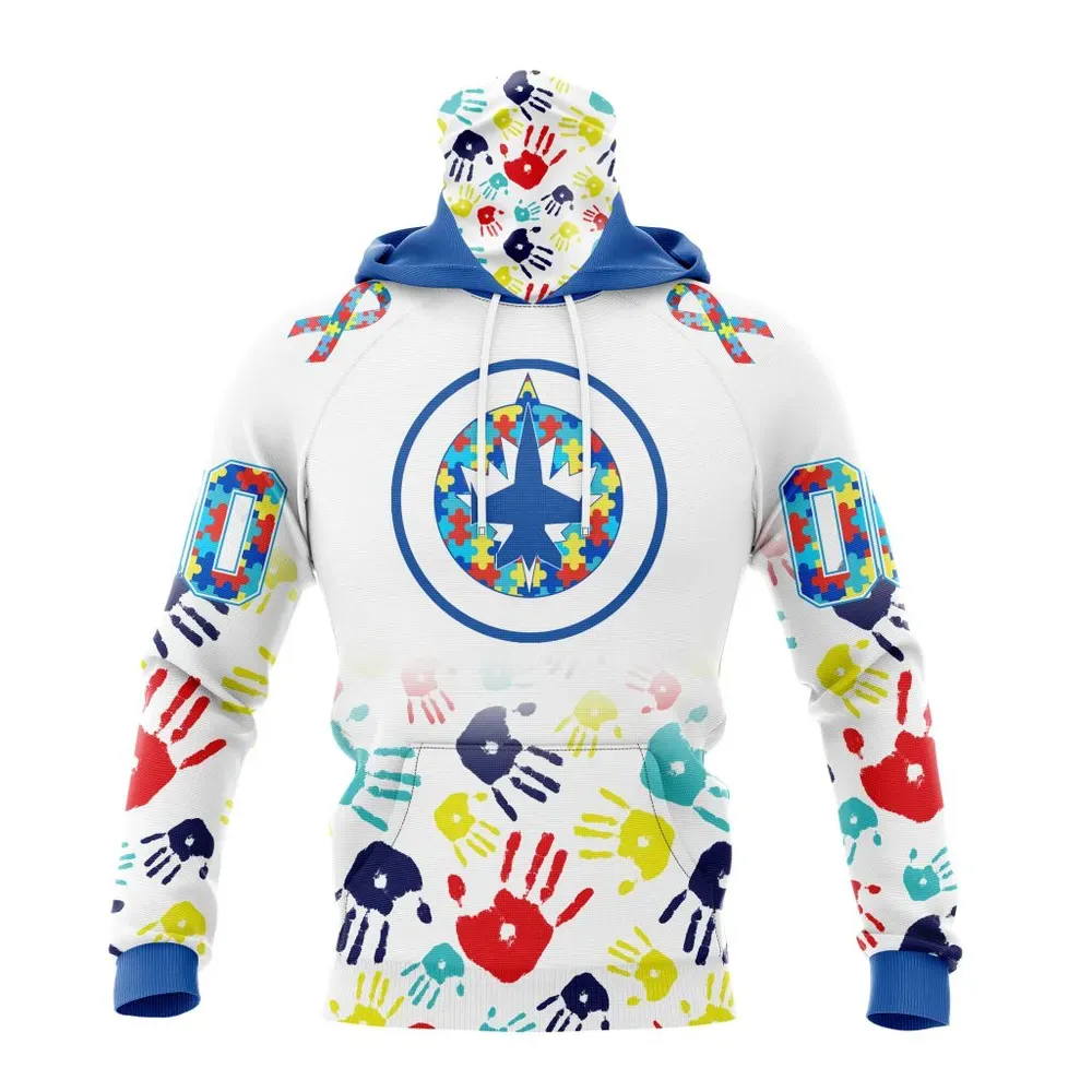 NHL Winnipeg Jets Special Autism Awareness Design St2203 Mask Hoodie