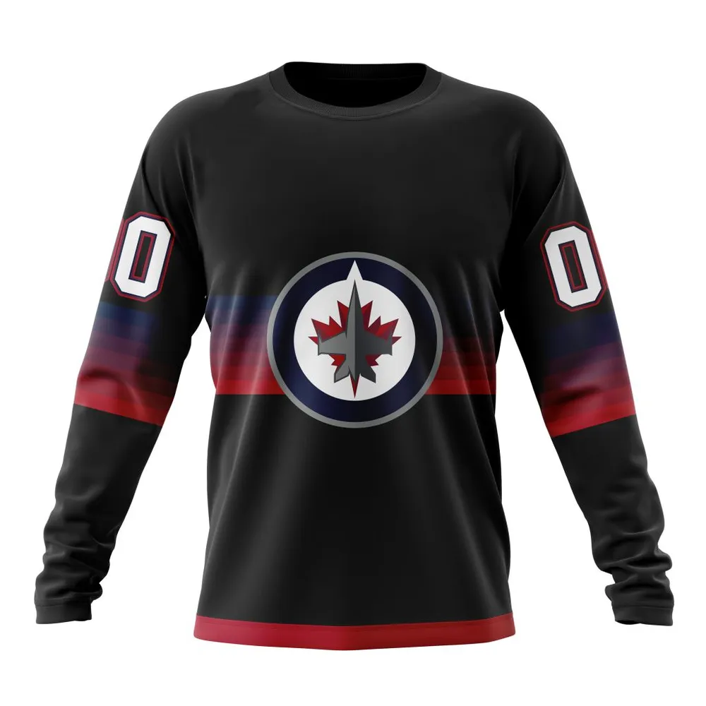 NHL Winnipeg Jets Special Black And Gradient Design St2301 Long Sleeved Sweatshirt 