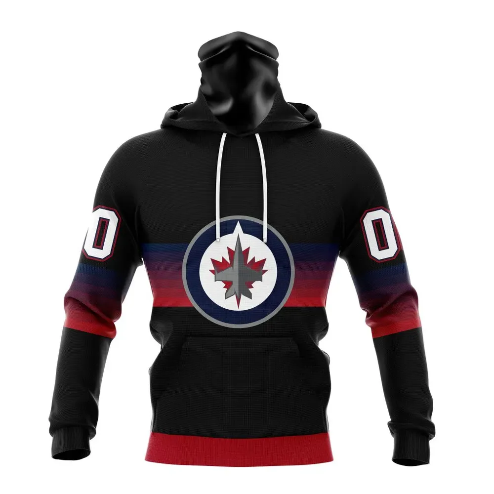 NHL Winnipeg Jets Special Black And Gradient Design St2301 Mask Hoodie