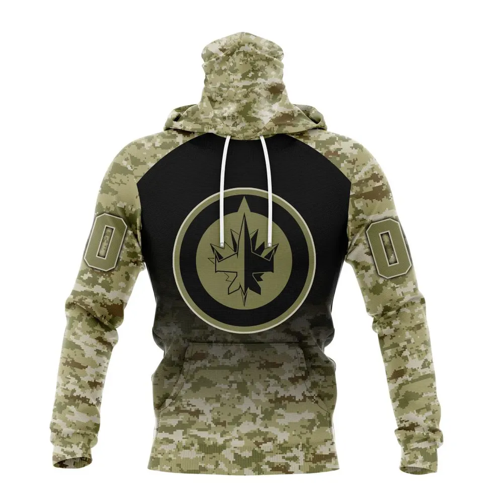 NHL Winnipeg Jets Special Camo Design For Remembrance Day St2302 Mask Hoodie