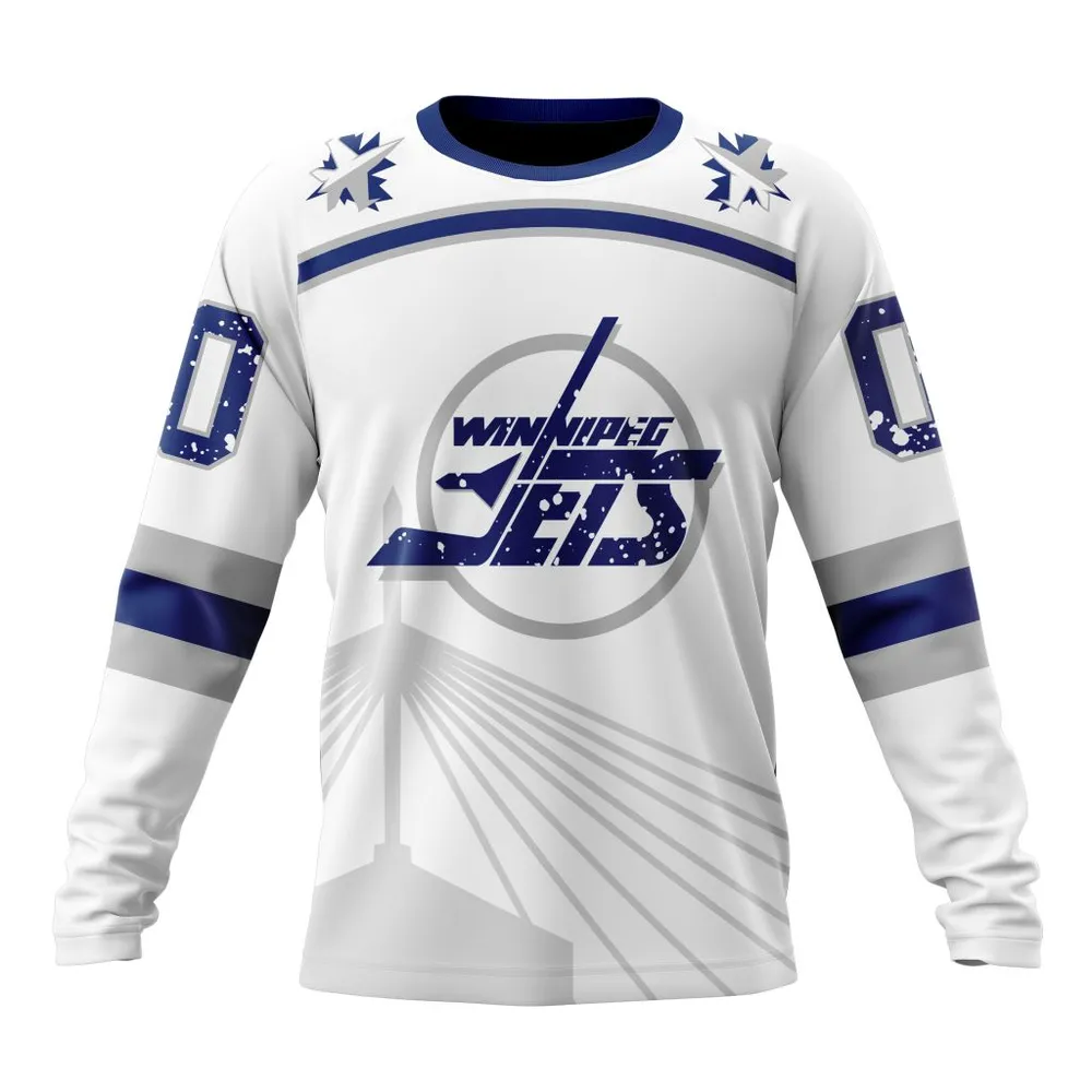 NHL Winnipeg Jets Special City Connect Design St2402 Long Sleeved Sweatshirt 