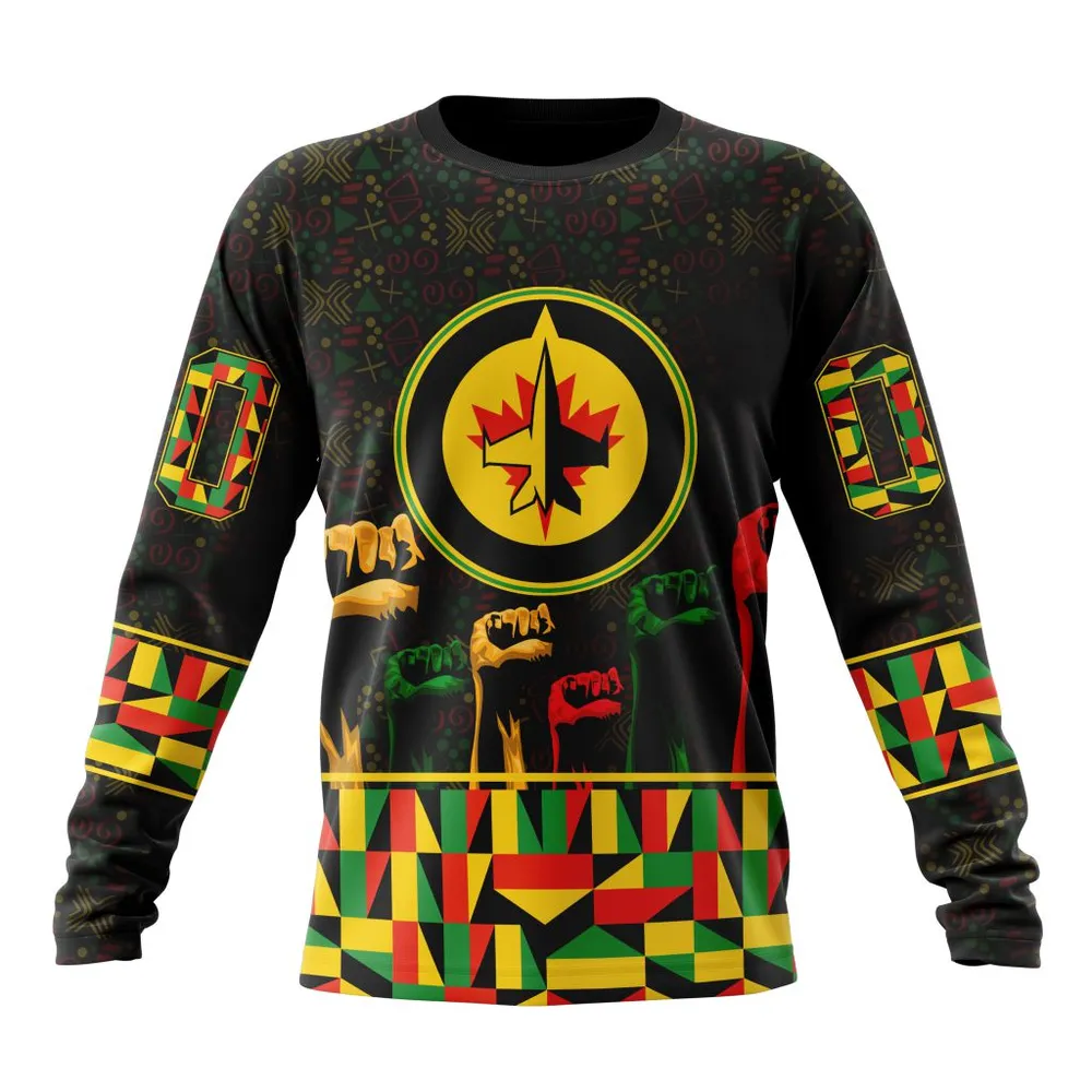 NHL Winnipeg Jets Special Design Celebrate Black History Month St2201 Long Sleeved Sweatshirt 