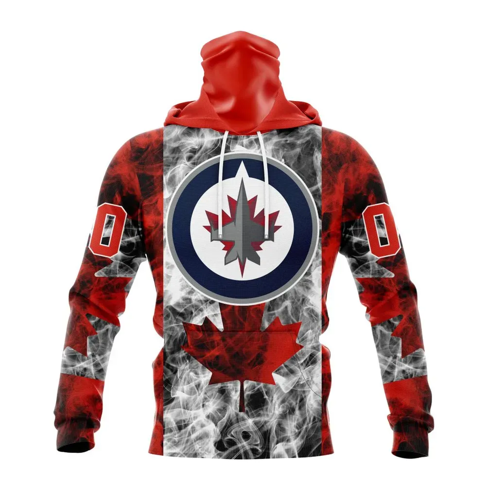 NHL Winnipeg Jets Special Design For Canada Day St2401 Mask Hoodie