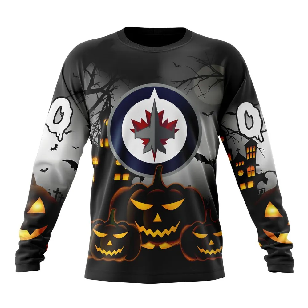 NHL Winnipeg Jets Special Design For Halloween St2302 Long Sleeved Sweatshirt 