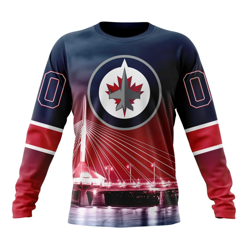 NHL Winnipeg Jets Special Design With Esplanade Riel St2301 Long Sleeved Sweatshirt 