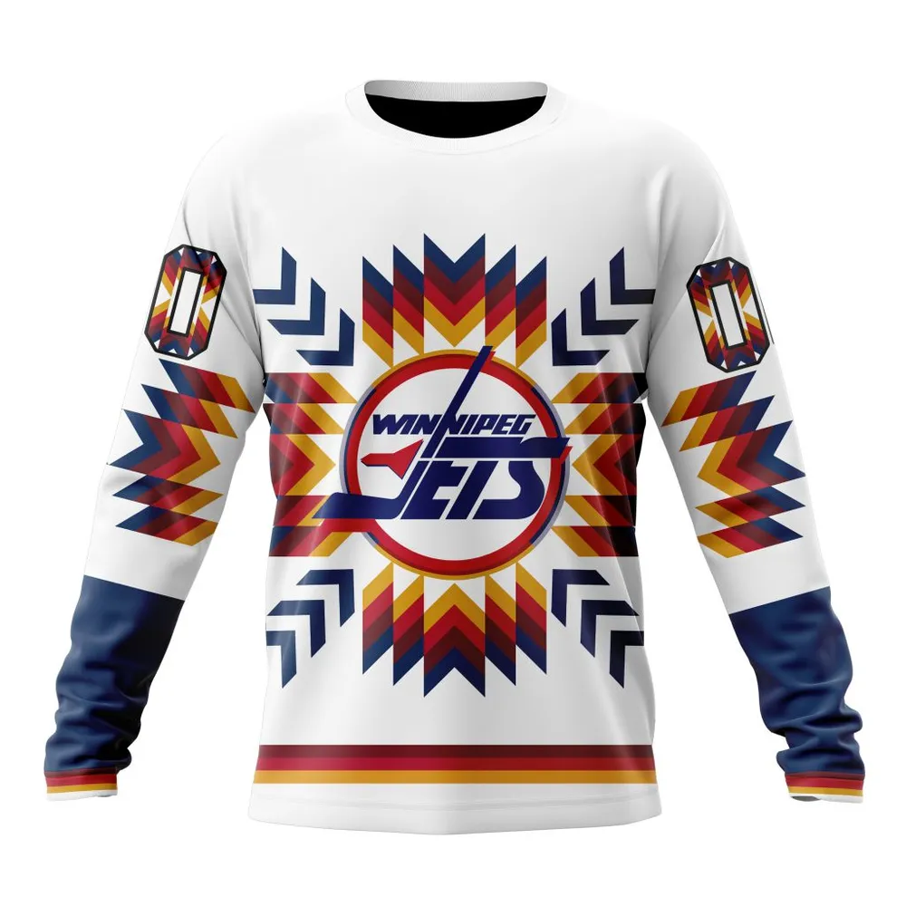 NHL Winnipeg Jets Special Design With Native Pattern St2302 Long Sleeved Sweatshirt 