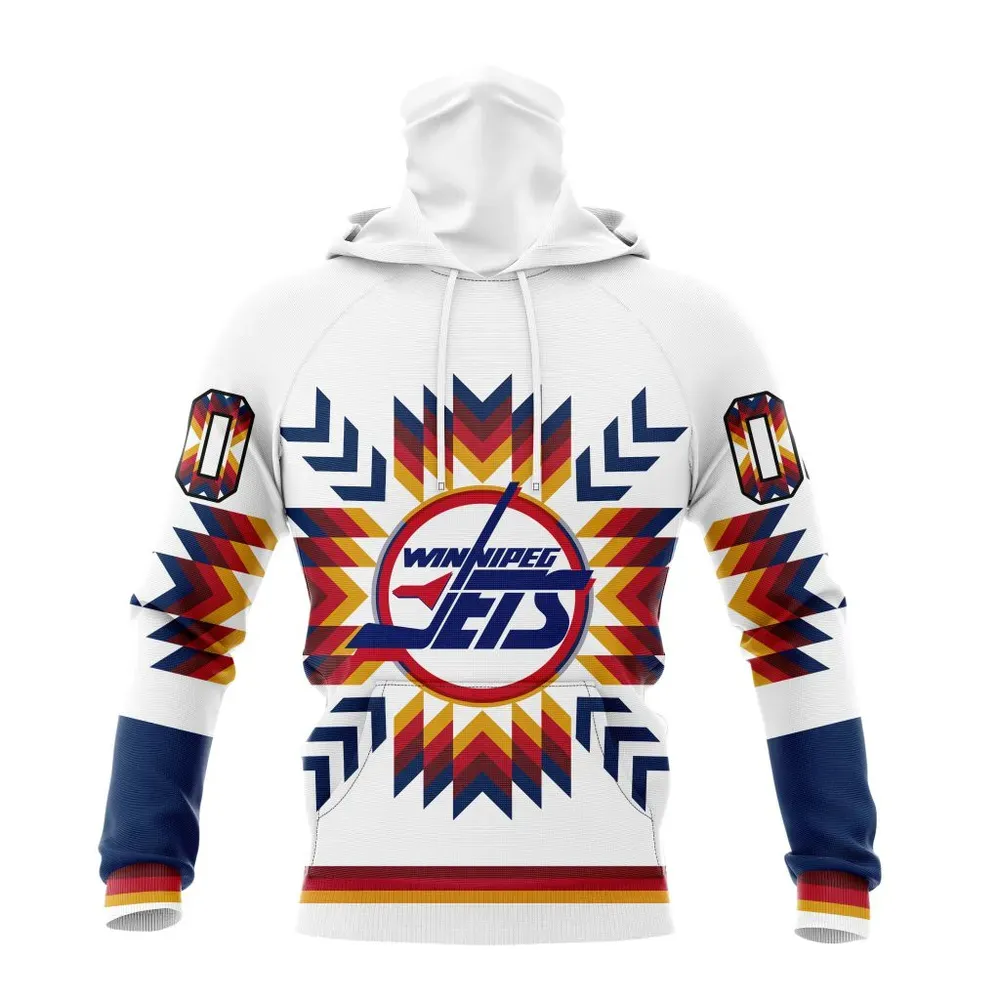 NHL Winnipeg Jets Special Design With Native Pattern St2302 Mask Hoodie