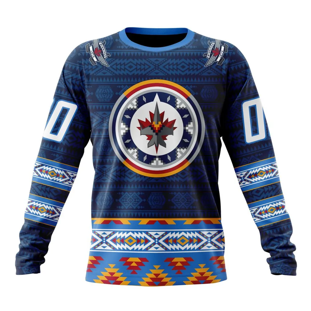 NHL Winnipeg Jets Special Design With Native Pattern St2303 Long Sleeved Sweatshirt 