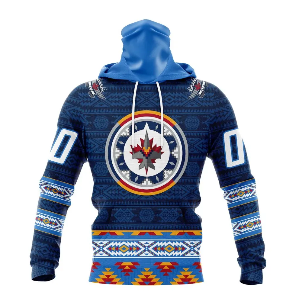 NHL Winnipeg Jets Special Design With Native Pattern St2303 Mask Hoodie