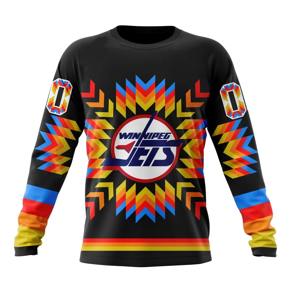 NHL Winnipeg Jets Special Design With Native Pattern St2306 Long Sleeved Sweatshirt 