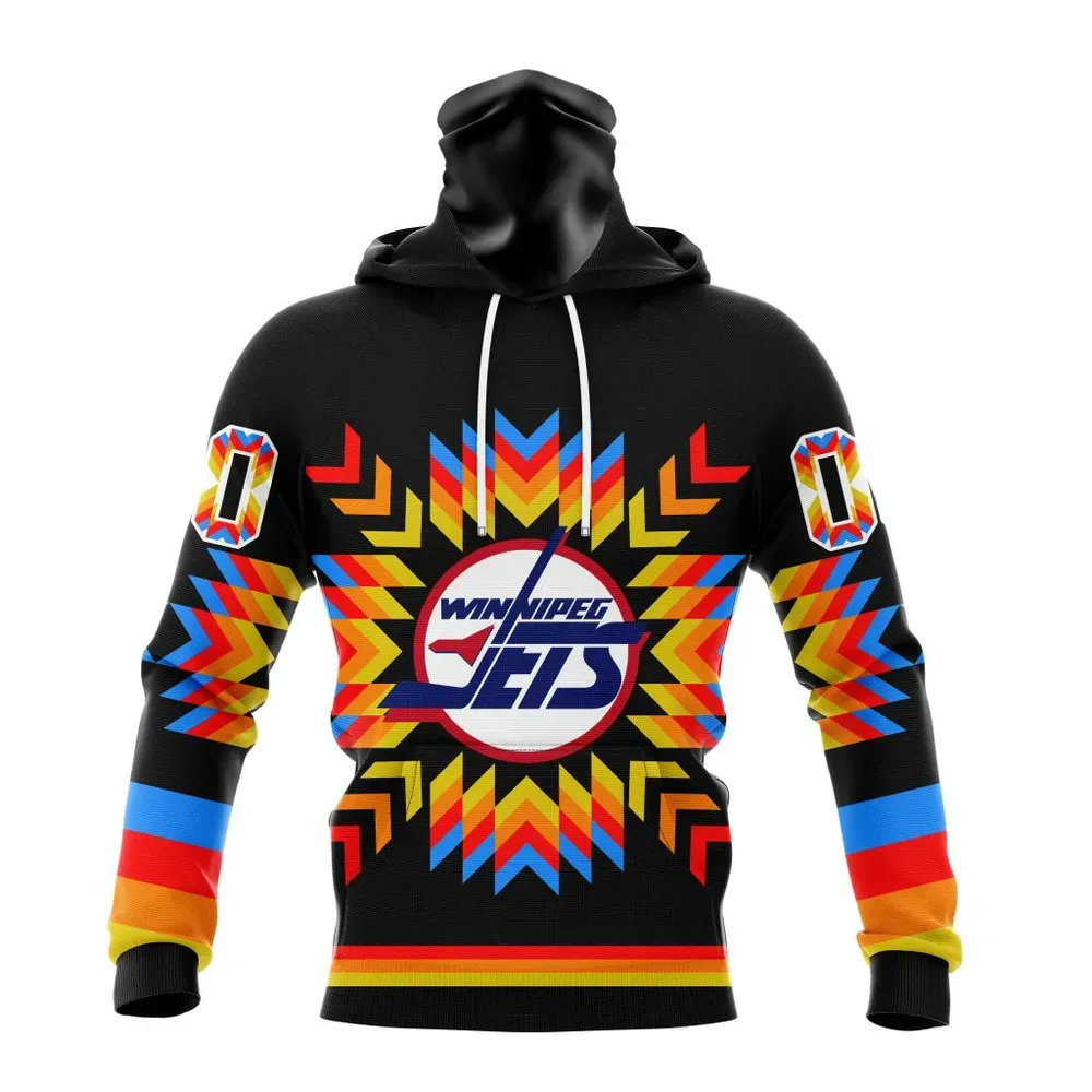 NHL Winnipeg Jets Special Design With Native Pattern St2306 Mask Hoodie