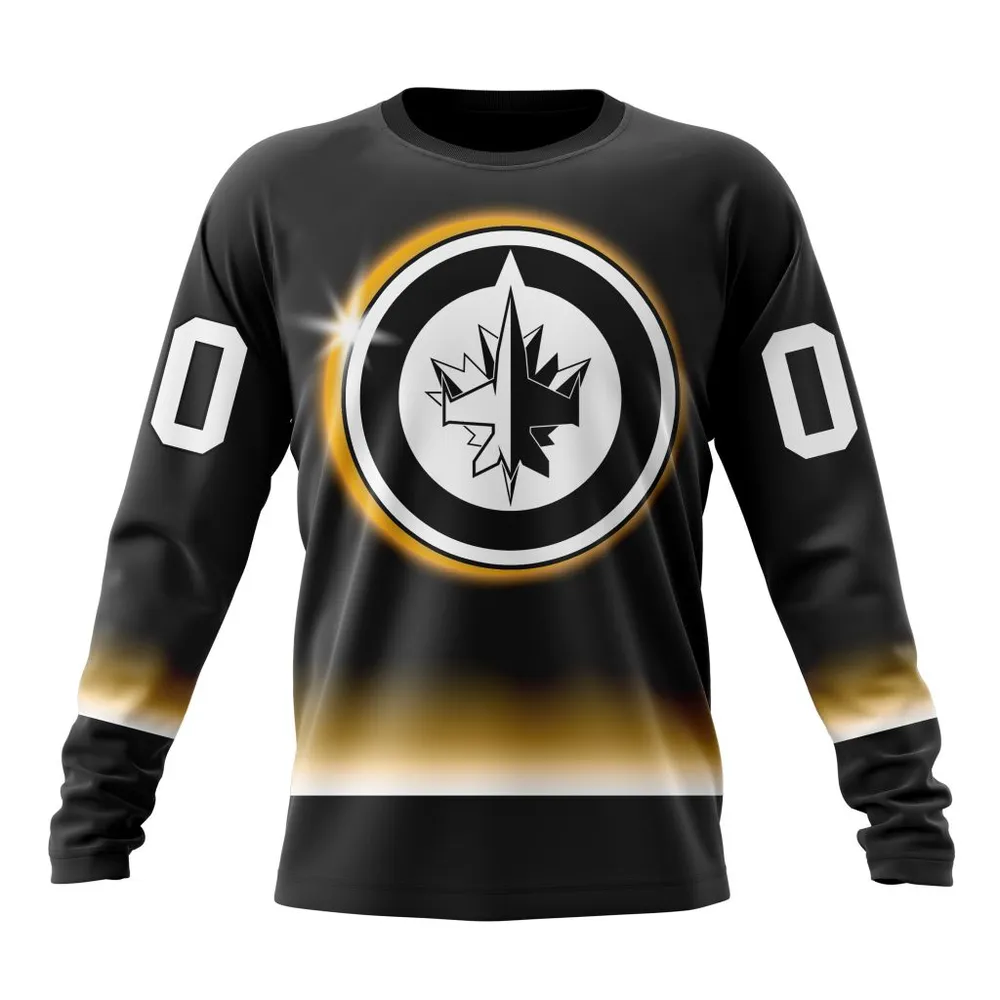 NHL Winnipeg Jets Special Eclipse Design St2401 Long Sleeved Sweatshirt 