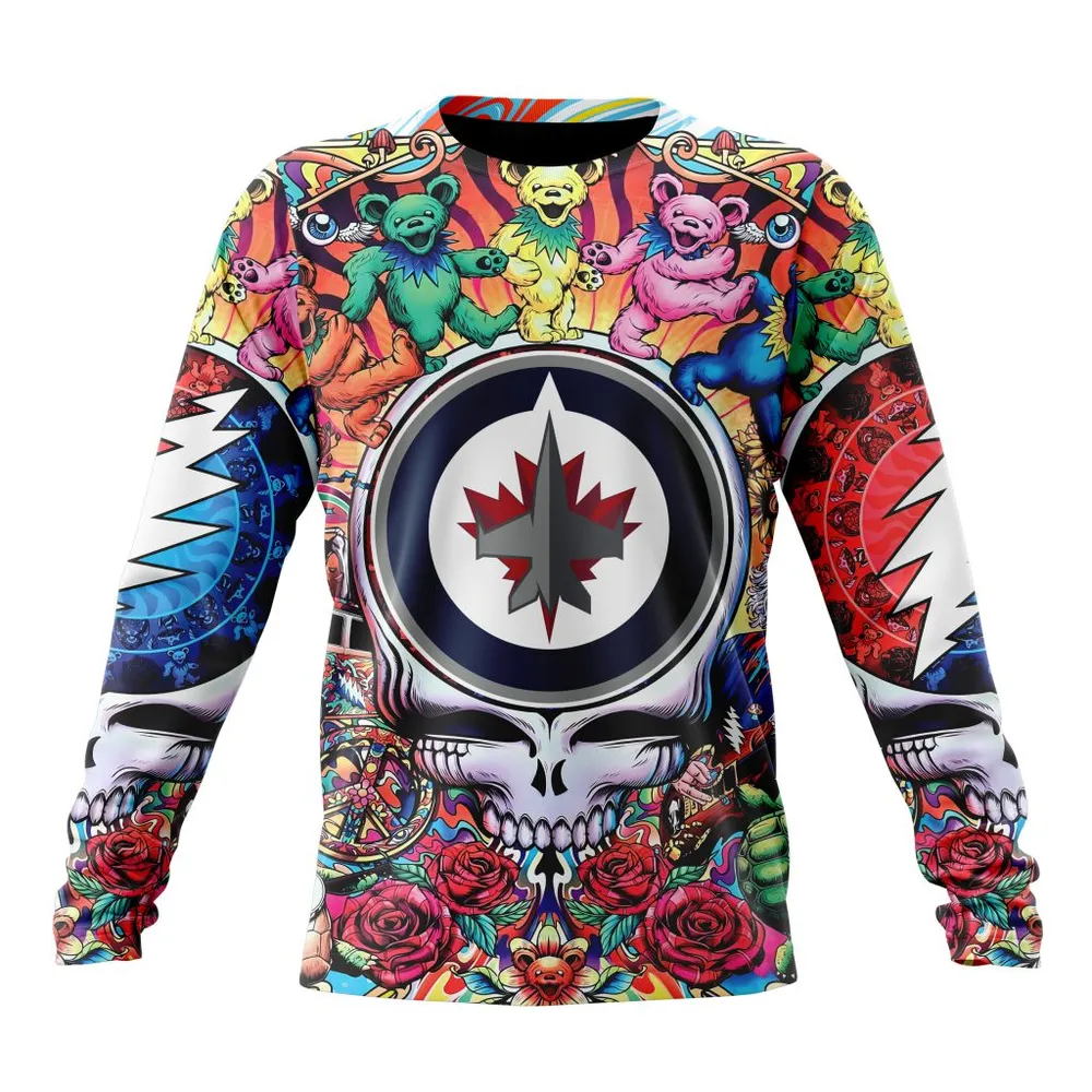 NHL Winnipeg Jets Special Grateful Dead Design St2304 Long Sleeved Sweatshirt 