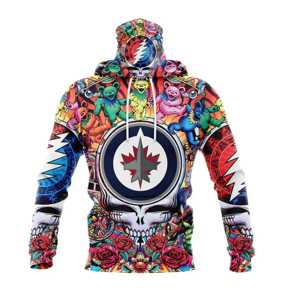 NHL Winnipeg Jets Special Grateful Dead Design St2304 Mask Hoodie