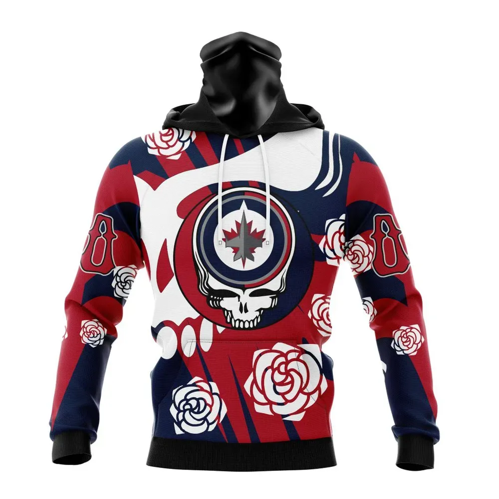 NHL Winnipeg Jets Special Grateful Dead Design St2305 Mask Hoodie