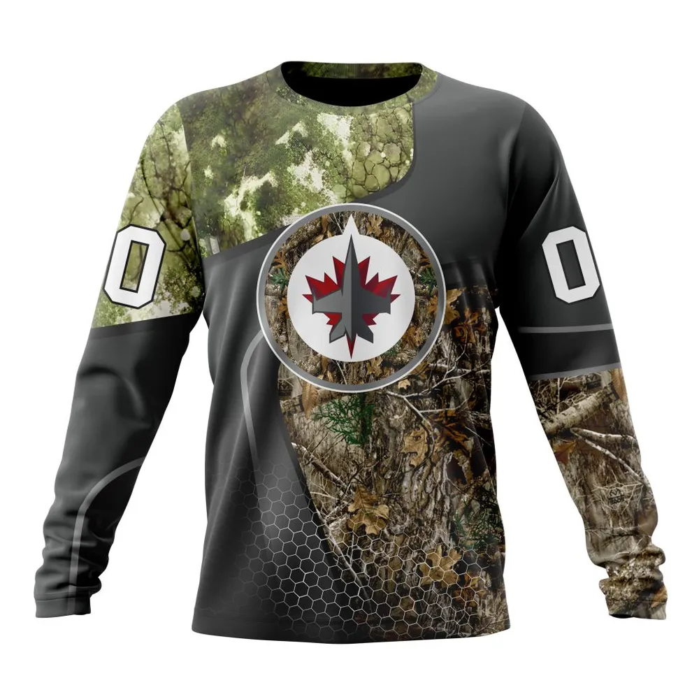 NHL Winnipeg Jets Special Hunting Camo Design St2302 Long Sleeved Sweatshirt 