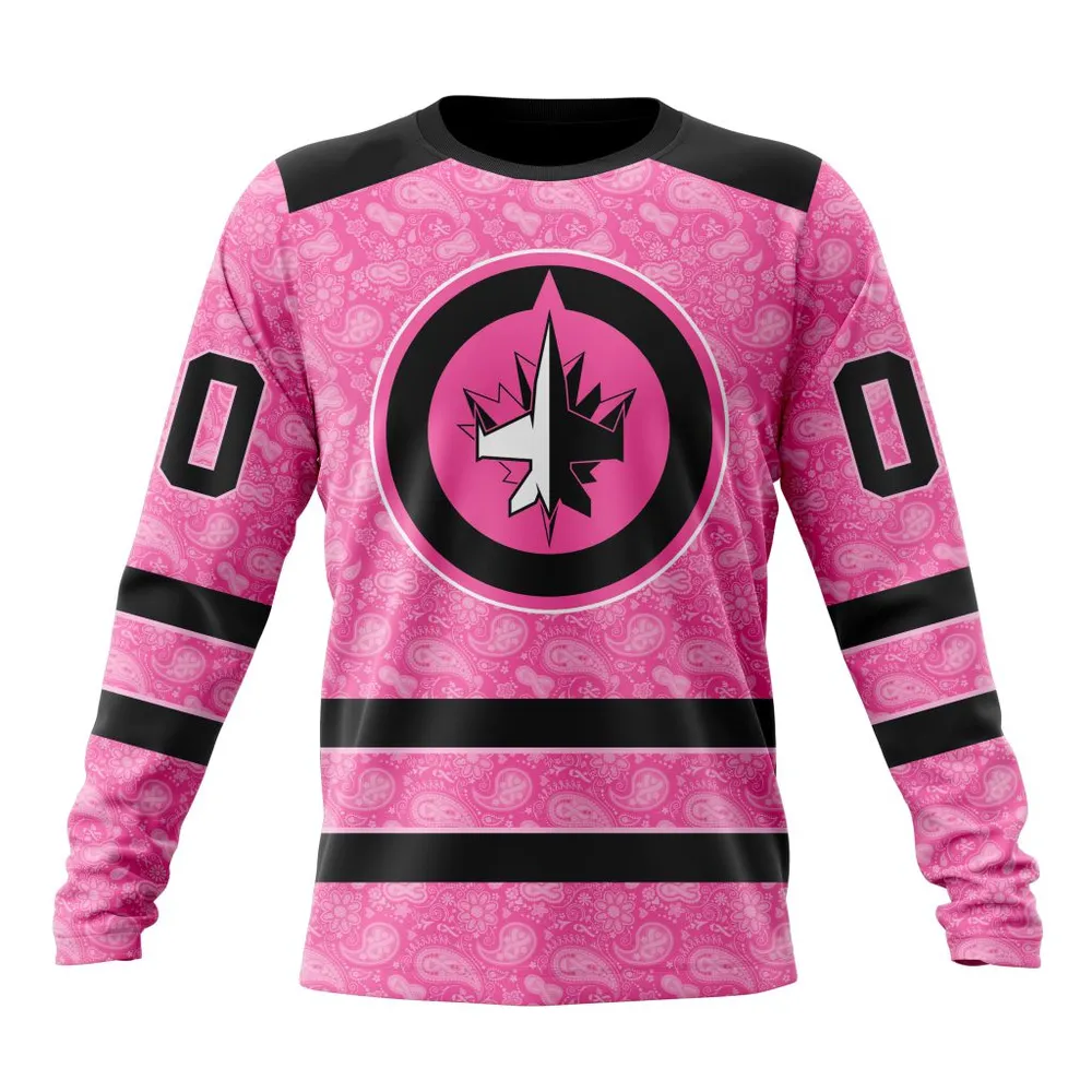 NHL Winnipeg Jets Special Pink Fight Breast Cancer St2306 Long Sleeved Sweatshirt 