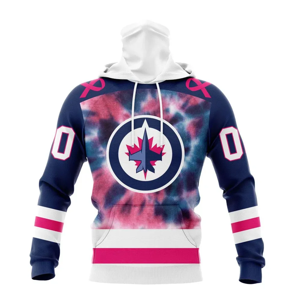 NHL Winnipeg Jets Special Pink October Fight Breast Cancer St2303 Mask Hoodie