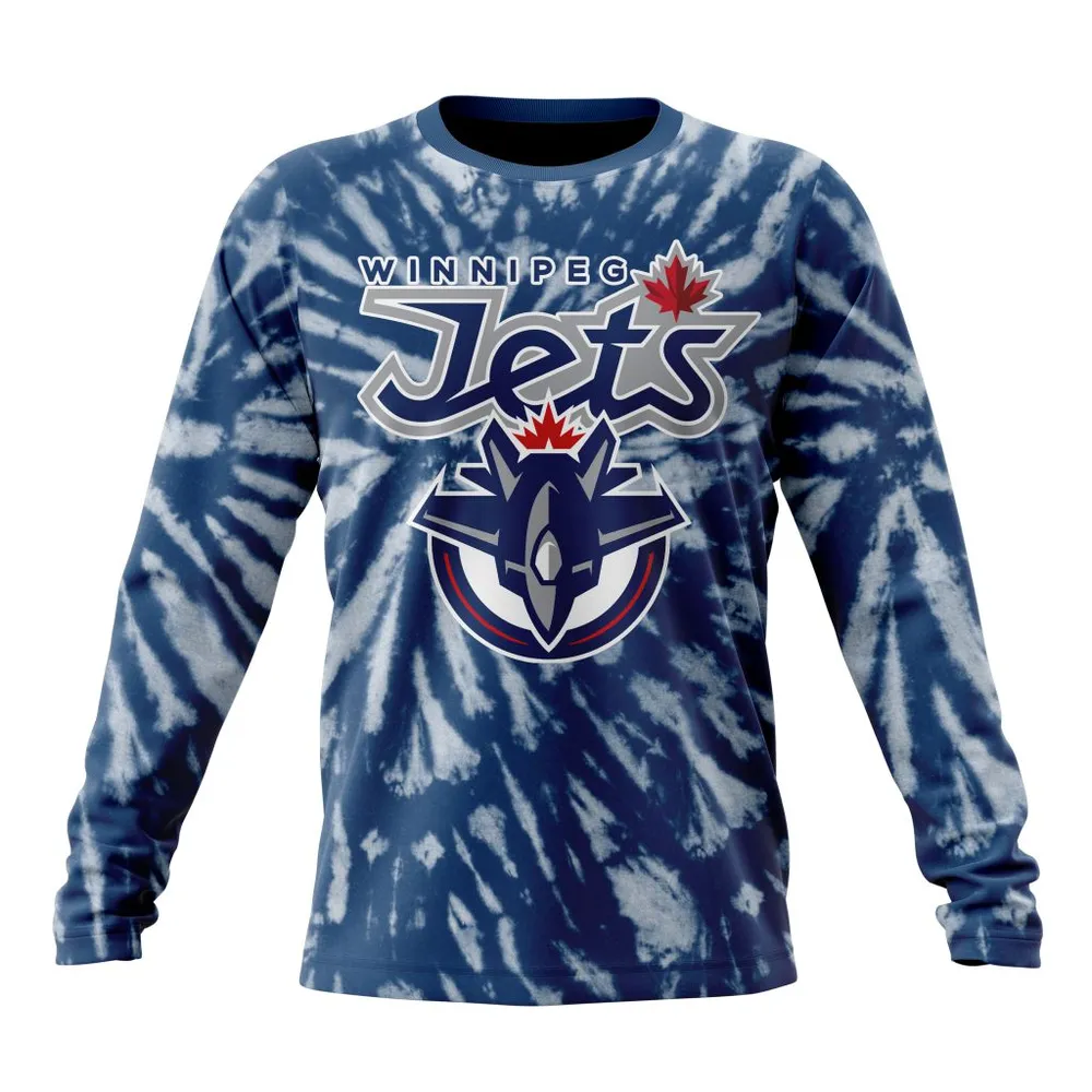 NHL Winnipeg Jets Special Retro Vintage Tie Dye St2201 Long Sleeved Sweatshirt 