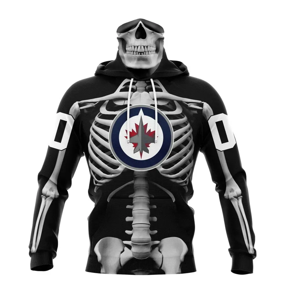 NHL Winnipeg Jets Special Skeleton Costume For Halloween St2301 Mask Hoodie