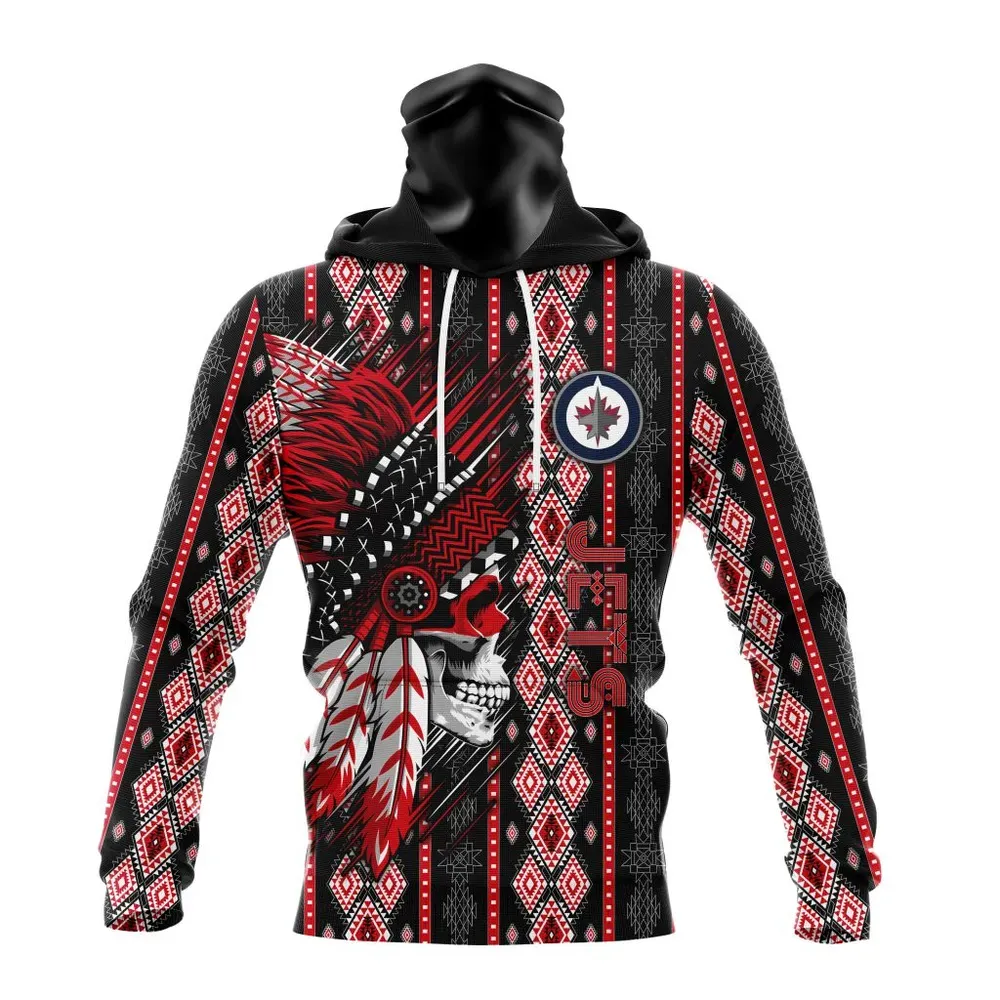 NHL Winnipeg Jets Special Skull Native Design St2301 Mask Hoodie