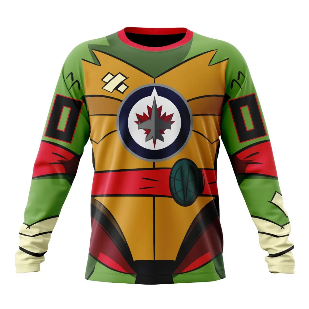 NHL Winnipeg Jets Special Teenage Mutant Ninja Turtles Design St2301 Long Sleeved Sweatshirt 