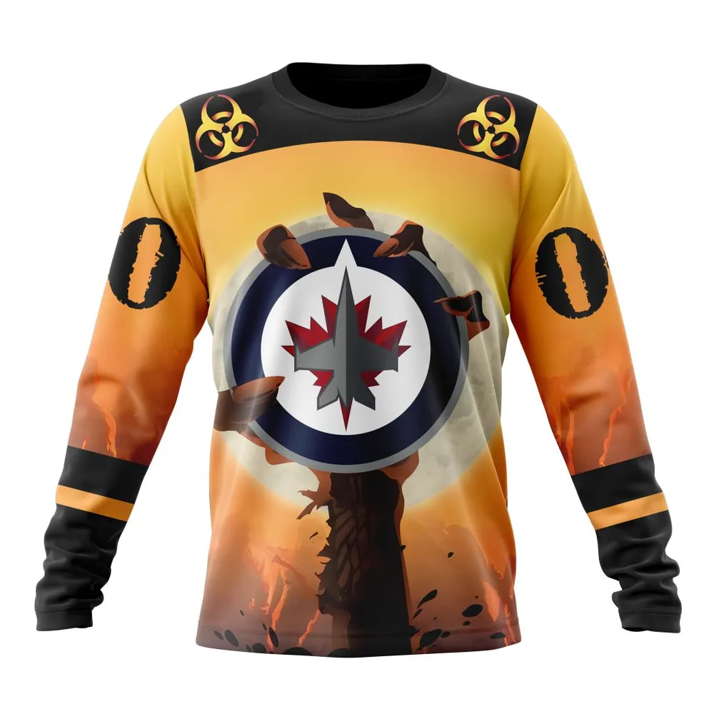 NHL Winnipeg Jets Special Zombie Design For Halloween St2305 Long Sleeved Sweatshirt 