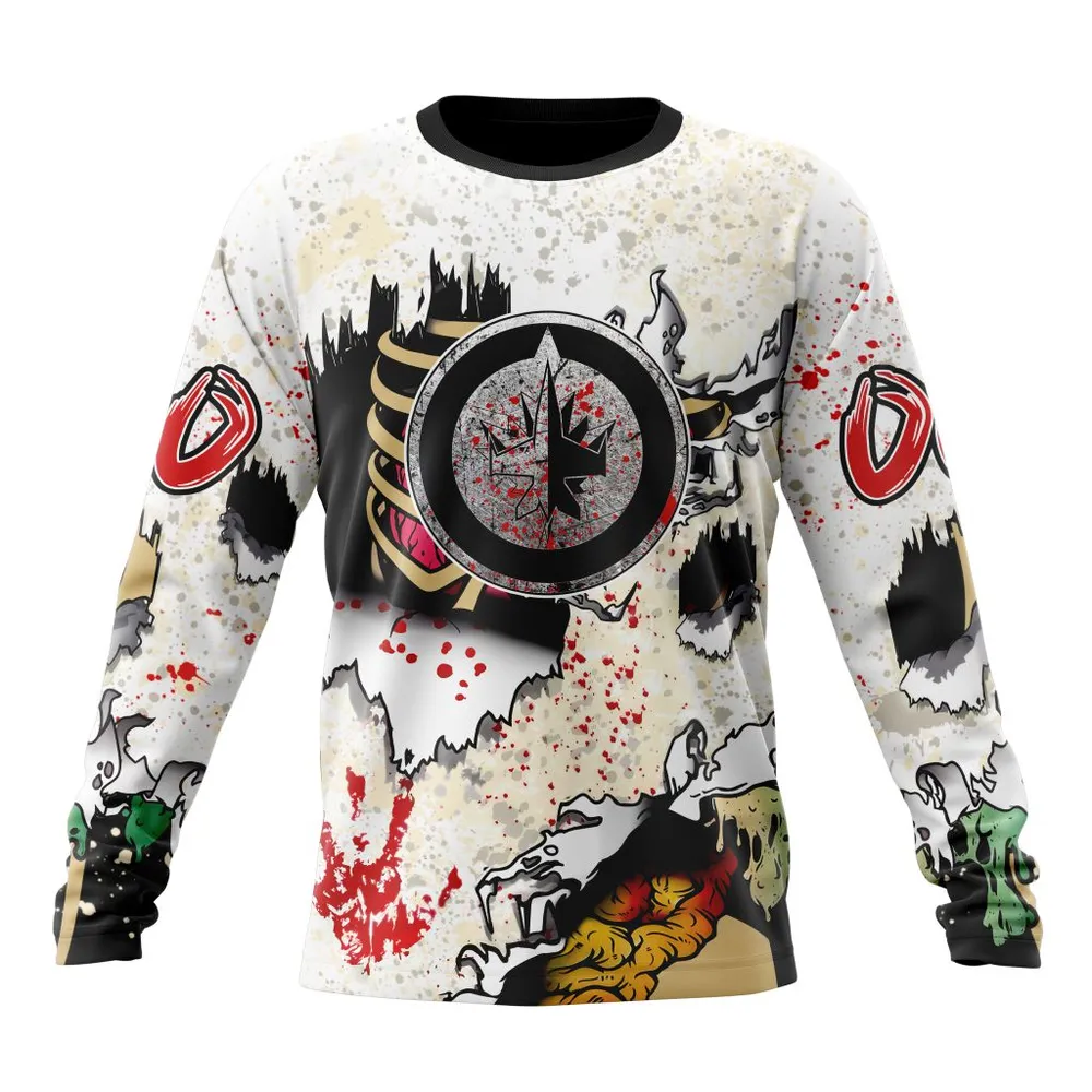 NHL Winnipeg Jets Special Zombie Style For Halloween St2304 Long Sleeved Sweatshirt 