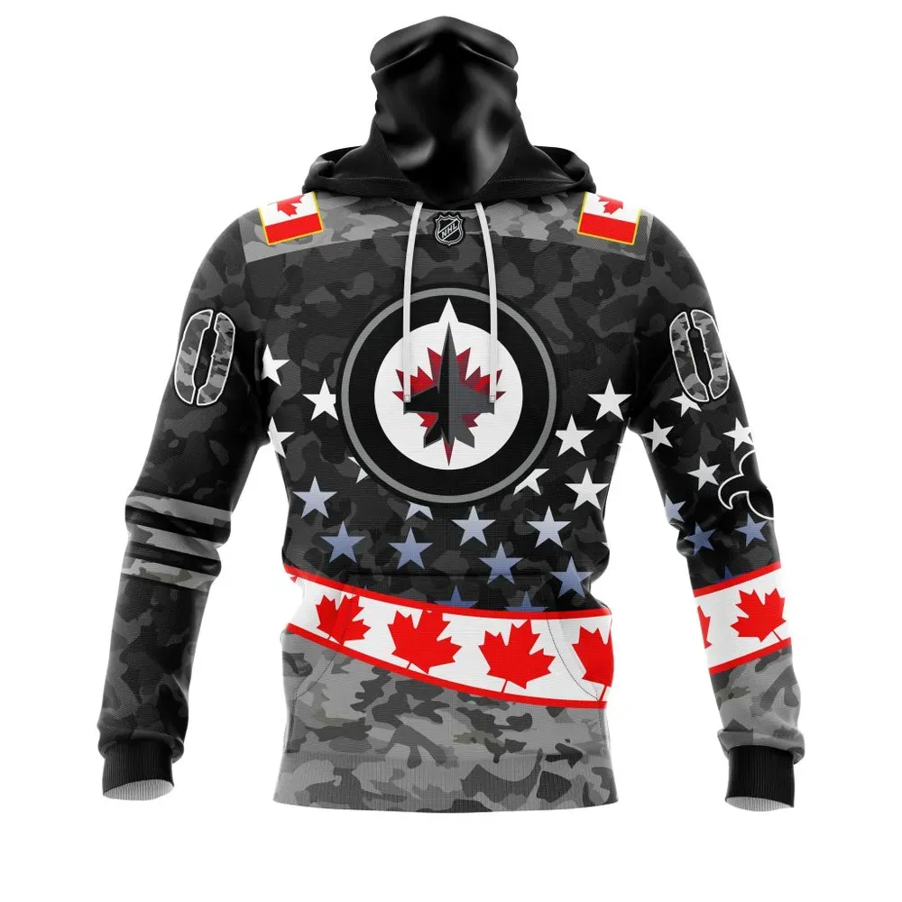 NHL Winnipeg Jets | Specialized Color And Our Beloved Canadien Flag Color V0422 Mask Hoodie